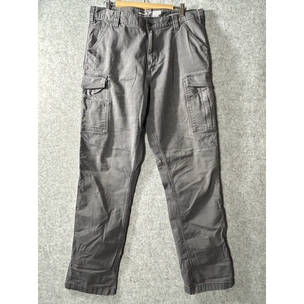 Carhartt 100390 Men's Relaxed Fit Gray Cargo Pants 38x36 Stretch Cotton Workwear